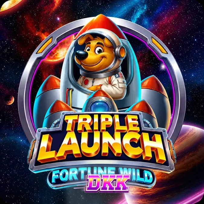 Tampilan antarmuka slot Triple Launch Fortune Wild dengan meteran roket di atas gulungan