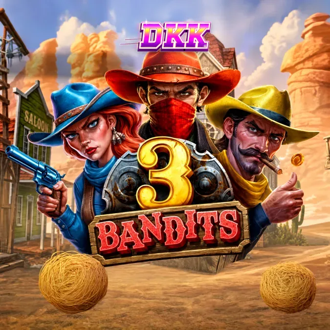 Tampilan visual slot 3 Bandits dengan tema Wild West